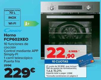 Carrefour Horno fcp602xeo candy oferta