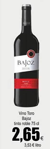 FROIZ Vino toro bajoz tinto roble oferta