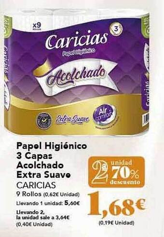 Gadis Papel higiénico 3 capas acolchado extra suave caricias oferta