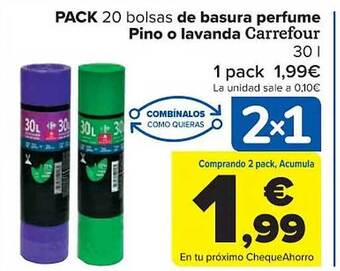 Carrefour Pack 20 bolsas de basura perfume pino o lavanda carrefour oferta