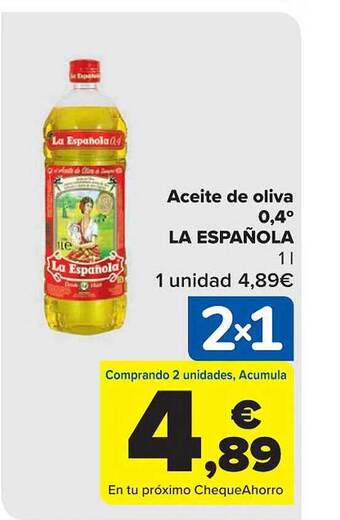 Carrefour Aceite de oliva 0.4° la española oferta