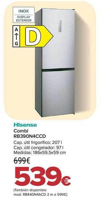 Carrefour Hisense combi rb390n4ccd oferta