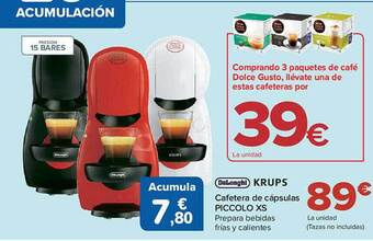 Carrefour Delonghi krups cafetera de cápsulas piccolo xs oferta