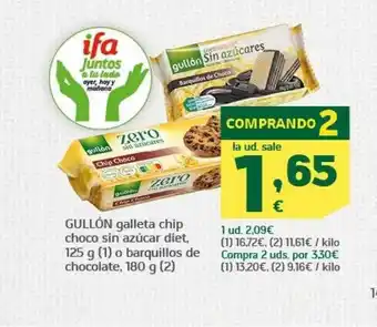 HiperDino Gullón galleta chip choco sin azucar diet o barquillos de chocolate oferta