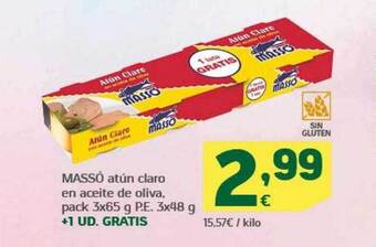 HiperDino Massó atún claro en aceite de oliva pack 3 oferta