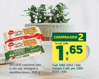 HiperDino Delser crackers con o sin sal integral o mediterráneo oferta