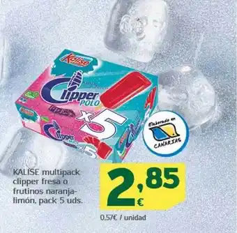 HiperDino Kalise multipack clipper fresa o frutinos naranja limón oferta