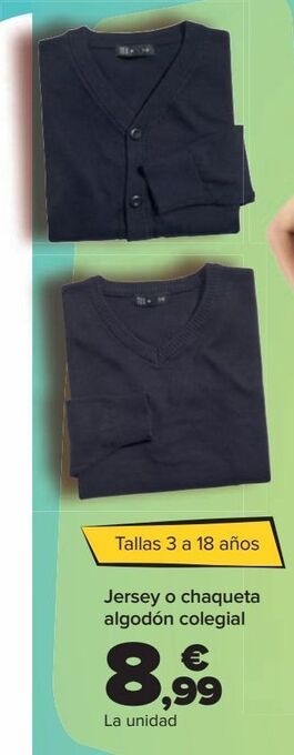 Carrefour Jersey o chaqueta algodón colegial oferta