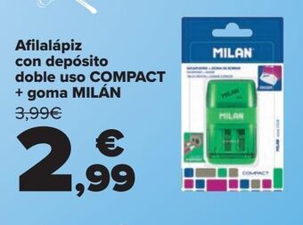 Carrefour Afilalápiz con depósito doble uso compact + goma milán oferta