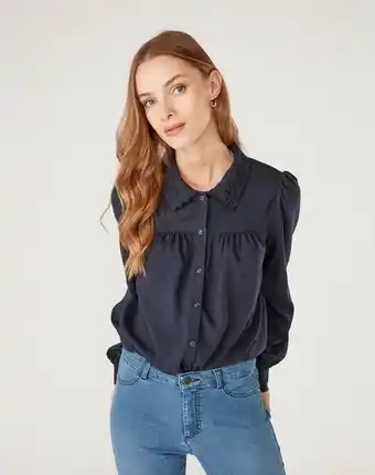 Naf Naf Blusa cuello bobo color azul marino oferta