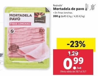 Lidl Mortadela de pavo realvalle oferta