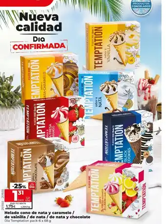 Dia Helado cono de nata y caramelo / de vainilla / de nata / de nata y chocolate oferta