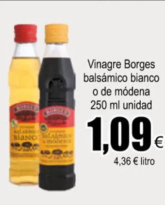FROIZ Vinagre Borges balsámico bianco o de módena 250 ml unidad oferta
