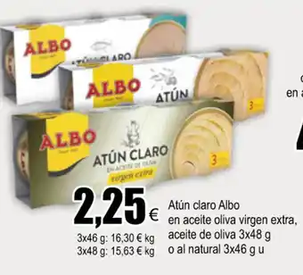 FROIZ Atún claro Albo en aceite oliva virgen extra, aceite de oliva 3x48 g o al natural 3x46 g u oferta