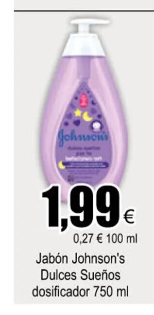 FROIZ Jabón Johnson's Dulces Sueños Dosificador 750ml oferta
