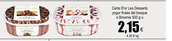 FROIZ Carte d'Or Les Desserts Yogur Frutas Del Bosque o Brownie 500g u oferta
