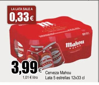 FROIZ Cerveza Mahou Lata 5 Estrellas 12x33cl oferta