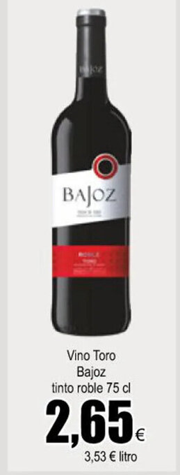 FROIZ Vino toro Bajoz Tinto roble 75cl oferta