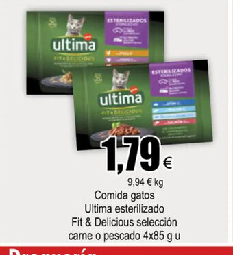 FROIZ Comida Gatos Ultima Esterilizado Fit & Delicious Selección Carne o Pescado 4x85g u oferta