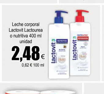FROIZ Leche Corporal Lactovit Lactourea o Nutritiva 400ml Unidad oferta
