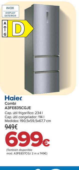 Carrefour Haier Combi A3FE835CGJE oferta