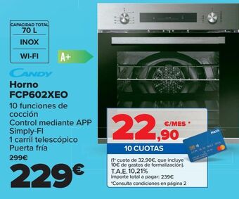 Carrefour Candy horno fcp602xeo oferta