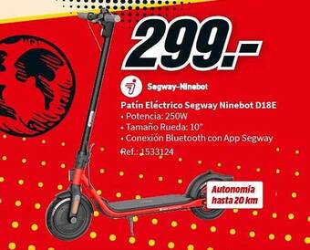 MediaMarkt Patín eléctrico segway ninebot d18e oferta