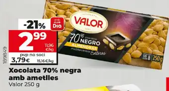 Dia Xocolata 70% negra amb ametlles 250g oferta