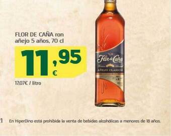 HiperDino Flor de caña ron añejo 5 años oferta
