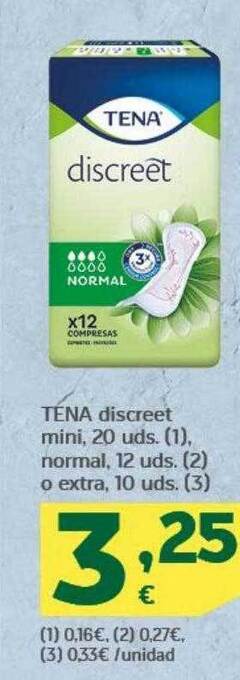 HiperDino Tena discreet mini normal o extra oferta