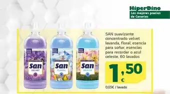 HiperDino San suavizante concentrado velvet lavanda floral esencia para soñar esencias para recordar o azul celeste oferta