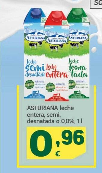 HiperDino Asturiana leche entera semi desnatada o 0.0% oferta