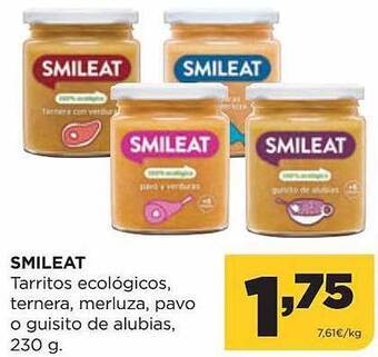 Alimerka Smileat tarritos ecológicos ternera merluza pavo o guisito de alubias oferta