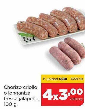 Alimerka Chorizo criollo o longaniza fresca jalapeno oferta