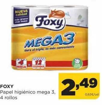 Alimerka Foxy papel higiénico mega 3 4 rollos oferta