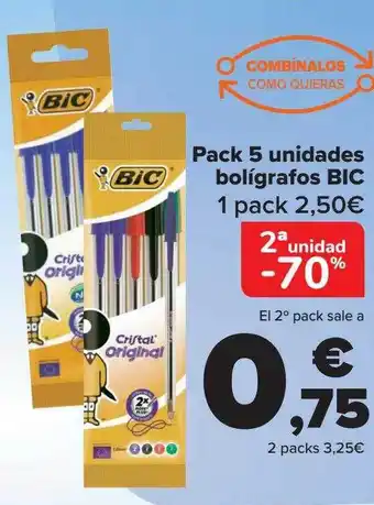 Carrefour Pack 5 boligrafos bic oferta