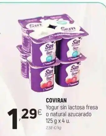 Coviran Coviran Yogur Sin Lactosa Fresa O Natural Azucarado 125 G oferta