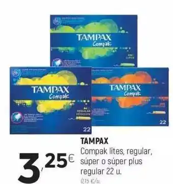 Coviran Tampax Compak Lites, Regular, Súper O Súper Plus Regular 22 U oferta
