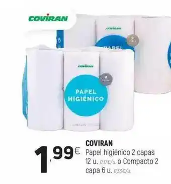 Coviran Coviran Papel Higiénico 2 Capas 12 U. O Compacto 2 Capa 6 U. oferta