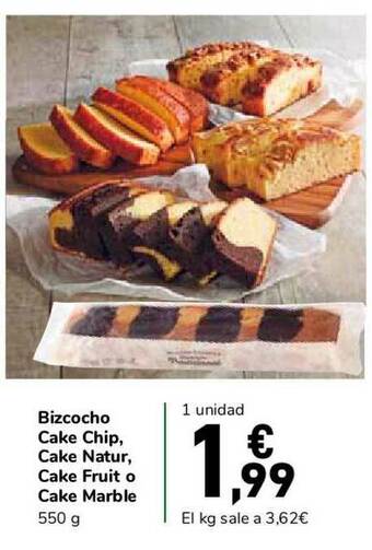 Carrefour Express Bizcocho Cake Chip Cake Natur Cake Fruit O Cake Marble 550g oferta
