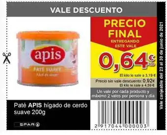 Paté Apis Higado De Cerdo Suave 200g