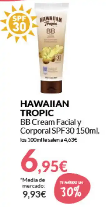 PrimaPrix Hawaiian Tropic BB Cream Facial y Corporal SPF30 150ml oferta