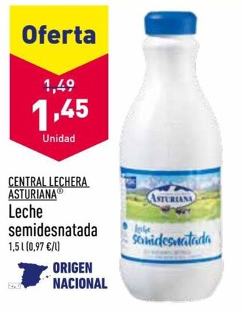 ALDI Central Lechera Asturiana Leche Semidesnatada oferta