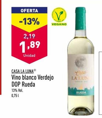 ALDI Casa La Luna Vino Blanco Verdejo DOP Rueda oferta