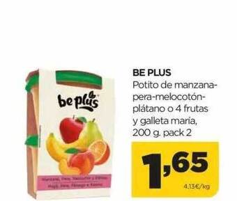 Alimerka Be plus potito de manzana-pera-melocotón-plátano o 4 frutas y galleta maria oferta