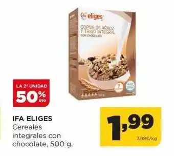 Alimerka La 2a unidad 50% dto ifa eliges cereales integrales con chocolate oferta