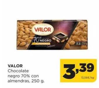 Alimerka Valor chocolate negro 70% con almendras oferta