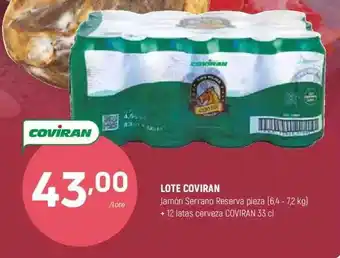 Coviran Lote coviran jamón serrano reserva pieza + 12 latas cerveza coviran oferta