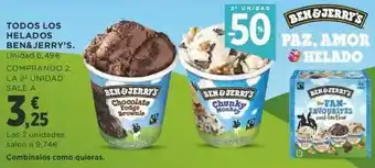 Supercor 2a unidad -50% todos los helados ben&jerry's oferta