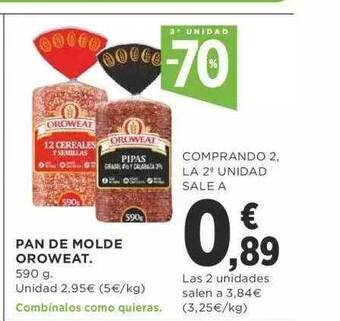 Supercor 2a unidad -70% pan de molde oroweat oferta